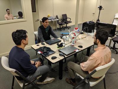 Volunteers demonstrating the study setup